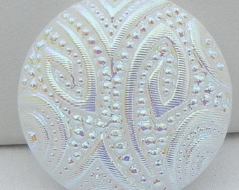 Embossed Czech Glass Button
