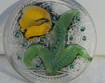 Tulip Czech Glass Button