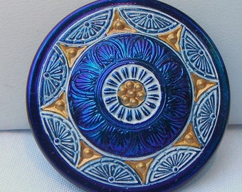 Large Lacy Round Czech Glass Button