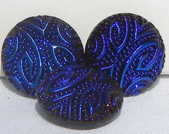 Small Embossed Czech Glass Buttons (3)