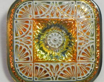Quilt Square Czech Glass Button