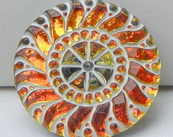 Large Sun Czech Glass Button