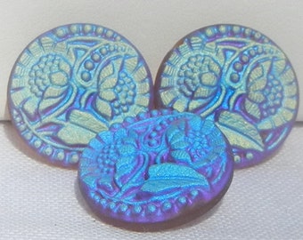 Small Two Sunflowers Czech Glass Buttons (3)