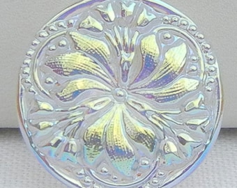 Medium Three Petal Flower Czech Glass Button