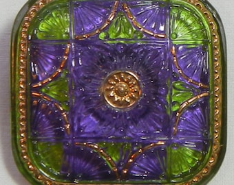 Quilt Square Czech Glass Button