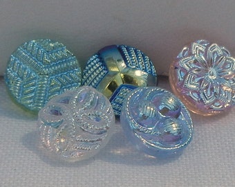 Tiny Button Mix "C" Czech Glass Buttons (5)