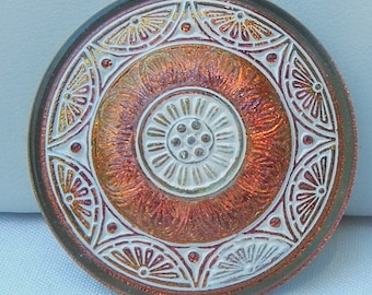 Large Lacy Round Czech Glass Button