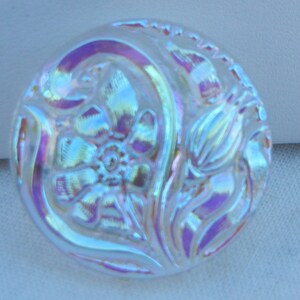 Flower and Bud Czech Glass Button image 2