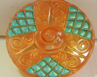 Spiral Center Czech Glass Button