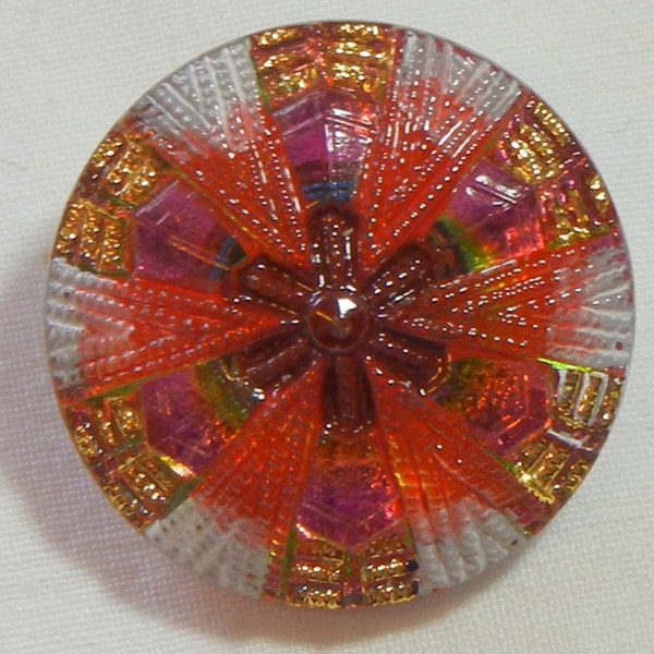 Rays and Peaks Czech Glass Button