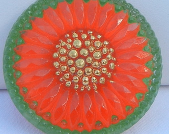 Sunflower Czech Glass Button