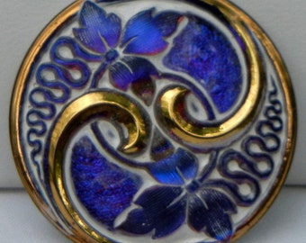 Blätter und locken Böhmisches Glas Button
