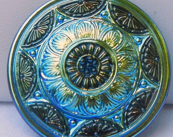 Large Lacy Round Czech Glass Button