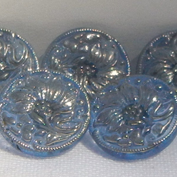 Tiny Wildflower Czech Glass Buttons (5)