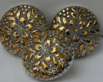 Small Flower and Leaves Star Czech Glass Button (3)