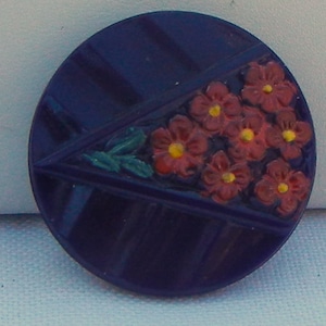 Flower Wedge Czech Glass Button