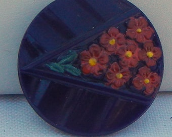 Flower Wedge Czech Glass Button