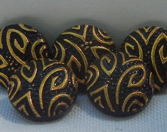 Tiny Embossed Czech Glass Buttons (5)