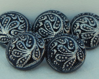 Tiny Loopy Flowers Czech Glass Button (5)