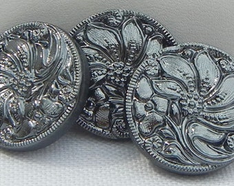 Small Wildflower Czech Glass Buttons (3)