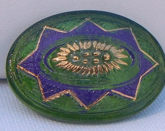 Large Lacy Oval Czech Glass Button