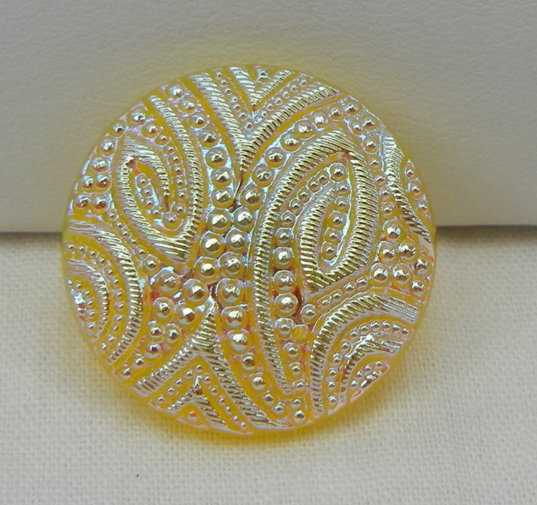 Medium Embossed Czech Glass Button - Etsy