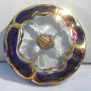 Four Petal Flower Czech Glass Button