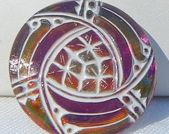 Three Flower Triangle Czech Glass Button