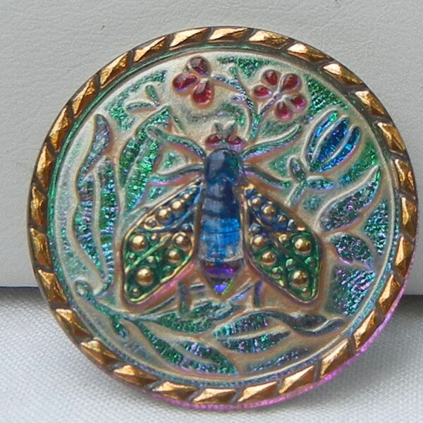 Fly Czech Glass Button