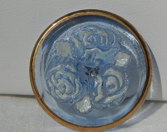 Three Roses Czech Glass Button