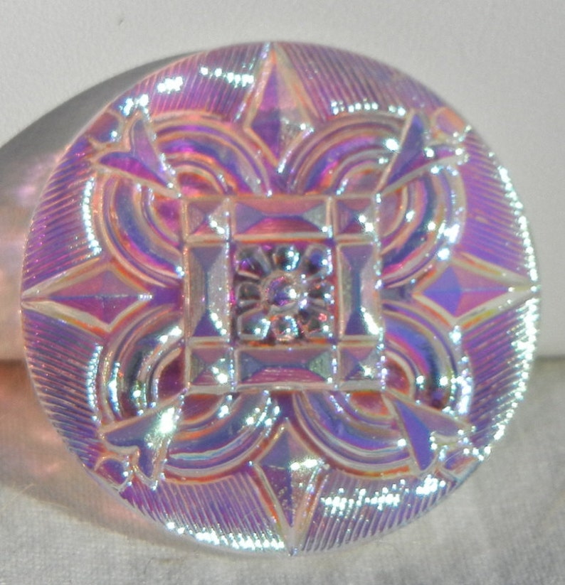 Square in Circle Czech Glass Button image 2