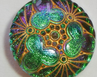 Trefoil and Fan Czech Glass Button