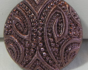 Medium Embossed Czech Glass Button