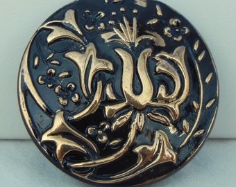 Wildflowers Large Czech Glass Button