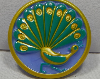 Peacock Tail Czech Glass Button