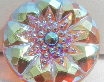 Star and Facets Czech Glass Button