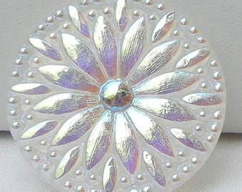 Large Daisy Flower Czech Glass Button