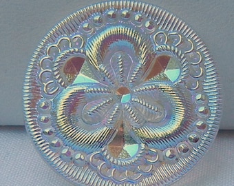 Round Petal Flower Czech Glass Button