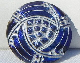 Three Flower Triangle Czech Glass Button