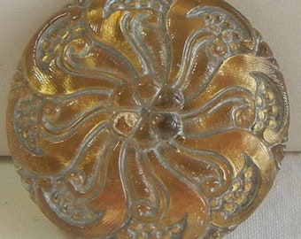 Curled Flower Czech Glass Button