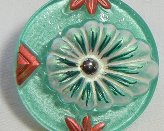 Egg Shaped Flower Czech Glass Button