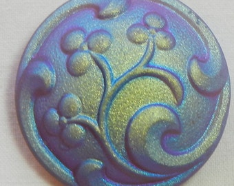 Flowered Dome Czech Glass Button