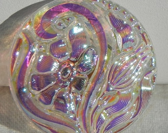 Flower and Bud Czech Glass Button