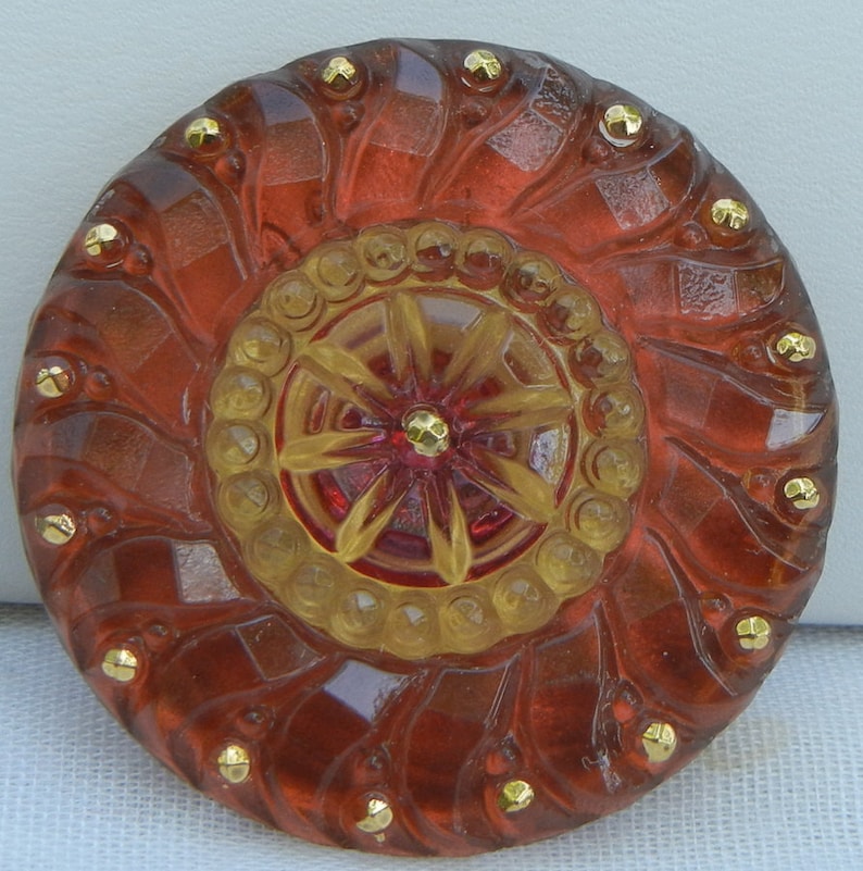 Large Sun Czech Glass Button