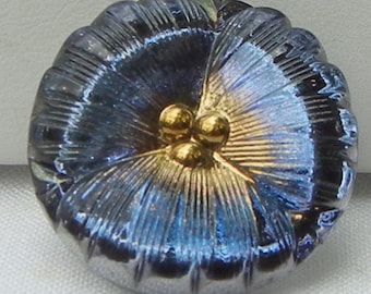 Medium Three Petal Flower Czech Glass Button