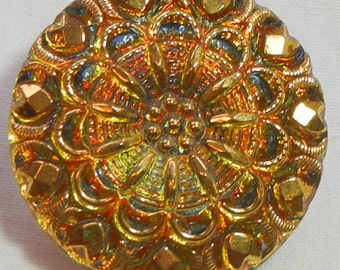 Hearts Around Czech Glass Button