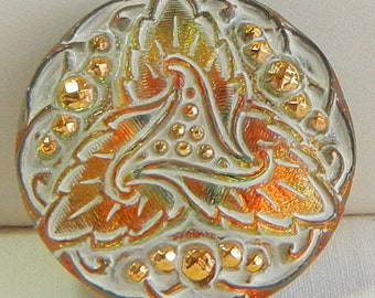 Leafy Triangle Czech Glass Button