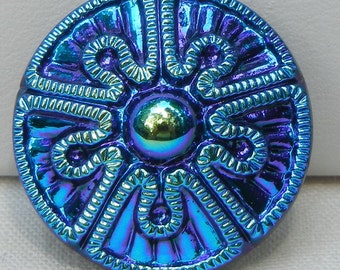 Five Petals Czech Glass Button