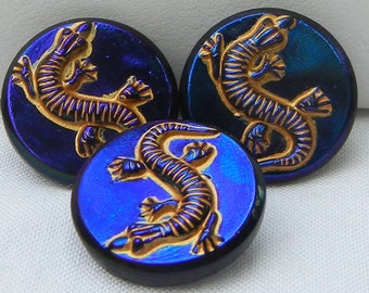 Dancing Lizard Czech Glass Buttons (3)