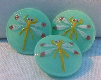 Small Dragonfly Czech Glass Buttons (3)